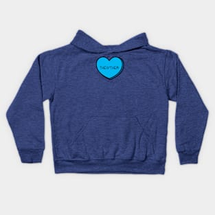 Pronoun They/Them Conversation Heart in Blue Kids Hoodie